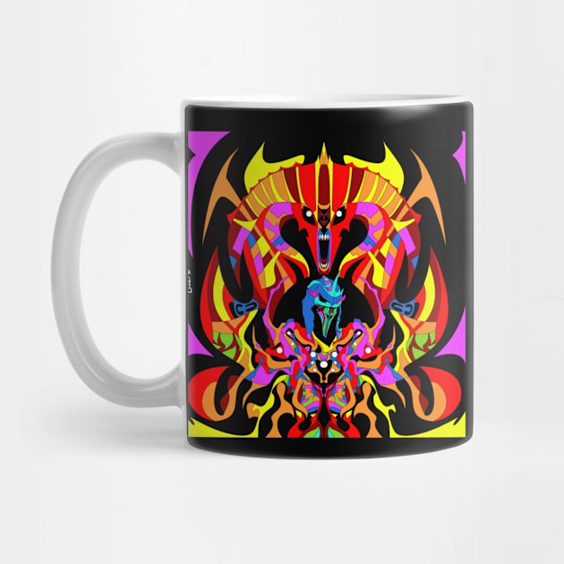 dark nazgul ecopop monster with hollow kaiju in totonac mexican patterns art by jorge_lebeau